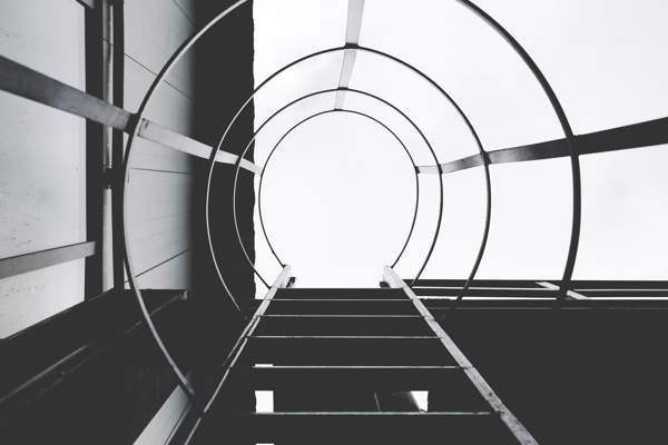 the ethics of making it work black and white shot a tunnel and set of stairs